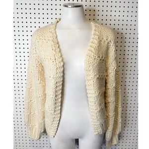 SAGE | Chunky‎ Knit White Cream Open Front Cardigan Sz. S